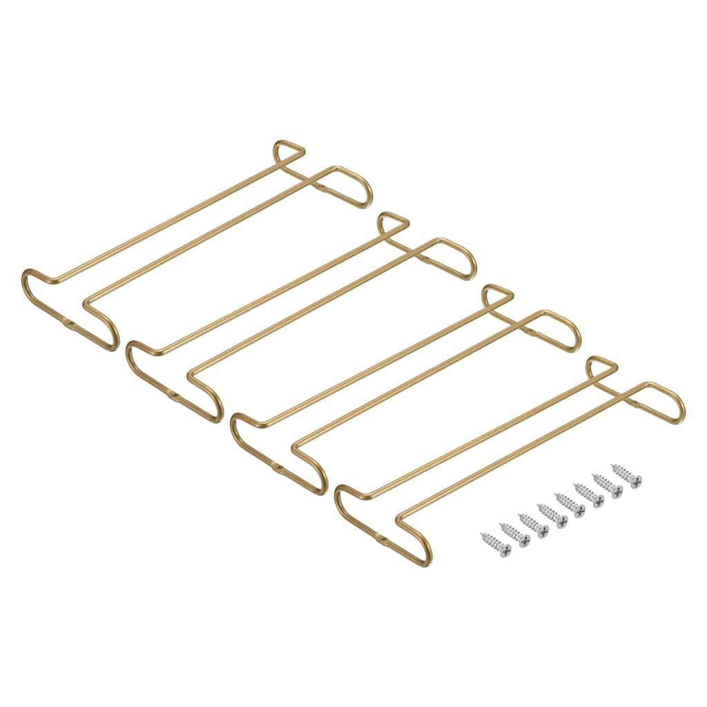 Wine Glass Rack Under Cabinet, 4Pcs 10-Inch for 5mm Stemware Column, Gold