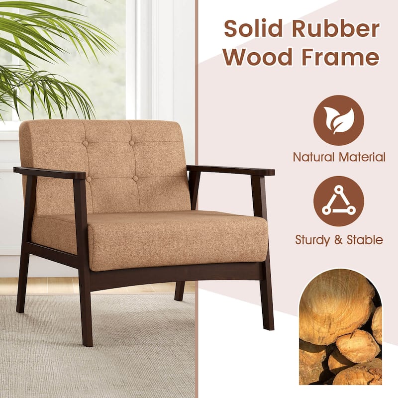 Costway 2PCS Accent Chair Button Tufted Mid-century Modern Lounge - See Details