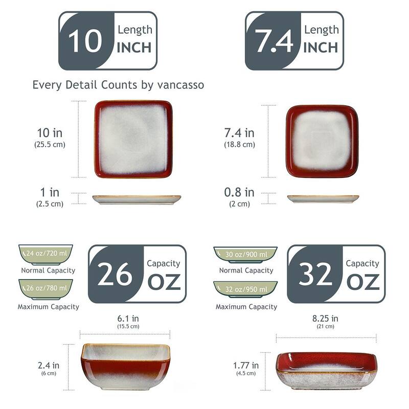 vancasso Stern Reactive Glaze Stoneware Dinnerware Set, Service for 4