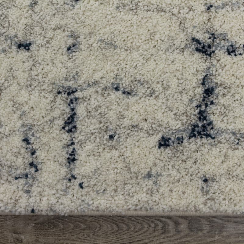 Soft Collection - Cream/Blue Soft Grid Rug - 2'0" x 3'7"