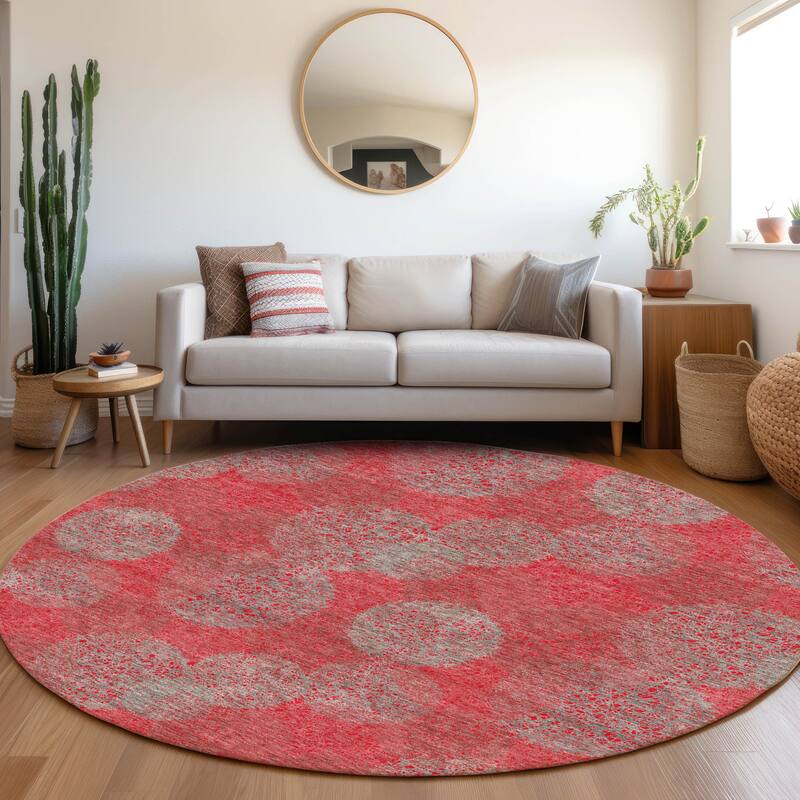 Premium Washable Super Soft Modern Sphere Mayfield Rug - Red - 8' x 8'