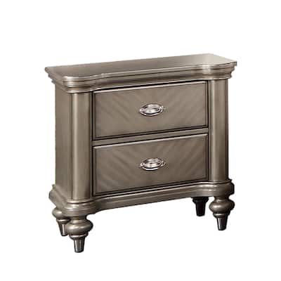 Classic Rustic 2 Drawer Nightstand, Chevron Design, Brown - 28 Inch