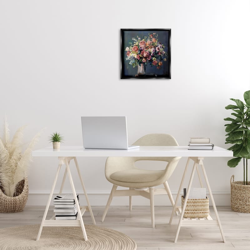 Stupell Abundant Dark Bouquet Framed Floater Canvas Wall Art Design By Marilyn Hageman