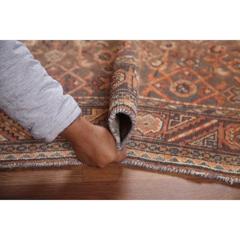 Hand Knotted Oriental 100% Wool Carpet Traditional All-Over Brown Malayer Runner Rug - 10' 8'' X 3' 5''