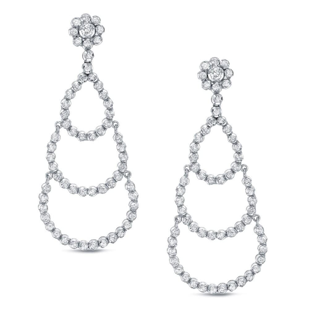 Auriya Unique 3ct TDW Diamond Chandelier Dangle Earrings 18k White Gold