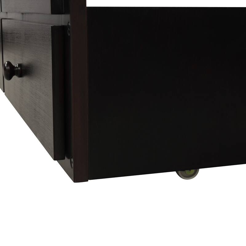 Twin Bunk Bed with Ladder, Safety Rail, and Trundle with 3 Drawers for Teens and Guest Rooms