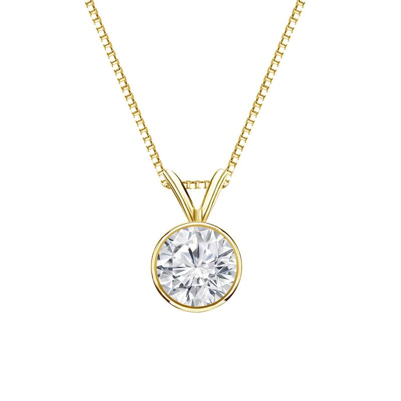 Auriya 3/4ctw Round Solitaire Diamond Necklace 14k Gold Bezel-set (H-I, VS1-VS2) - Yellow