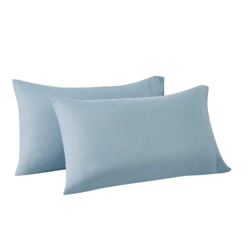 Frye Cotton Linen Blend Pillowcase Pair - Light Blue - Standard