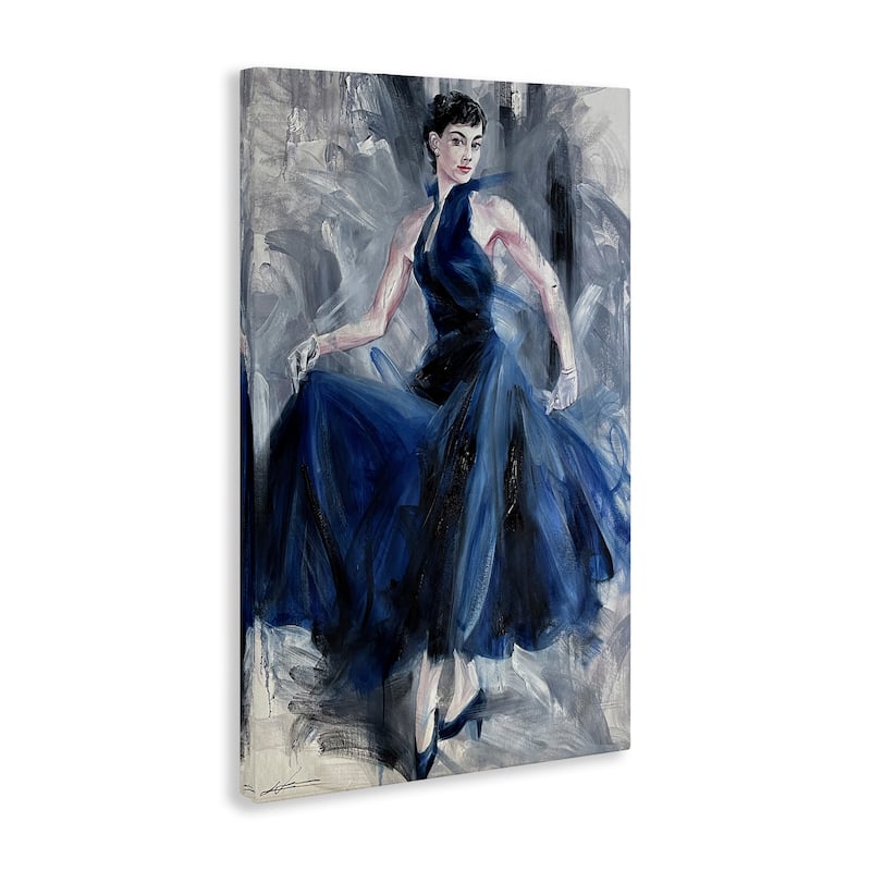 Stupell Stylish Woman in Blue Dress Canvas Wall Art Design By Lucille Lee