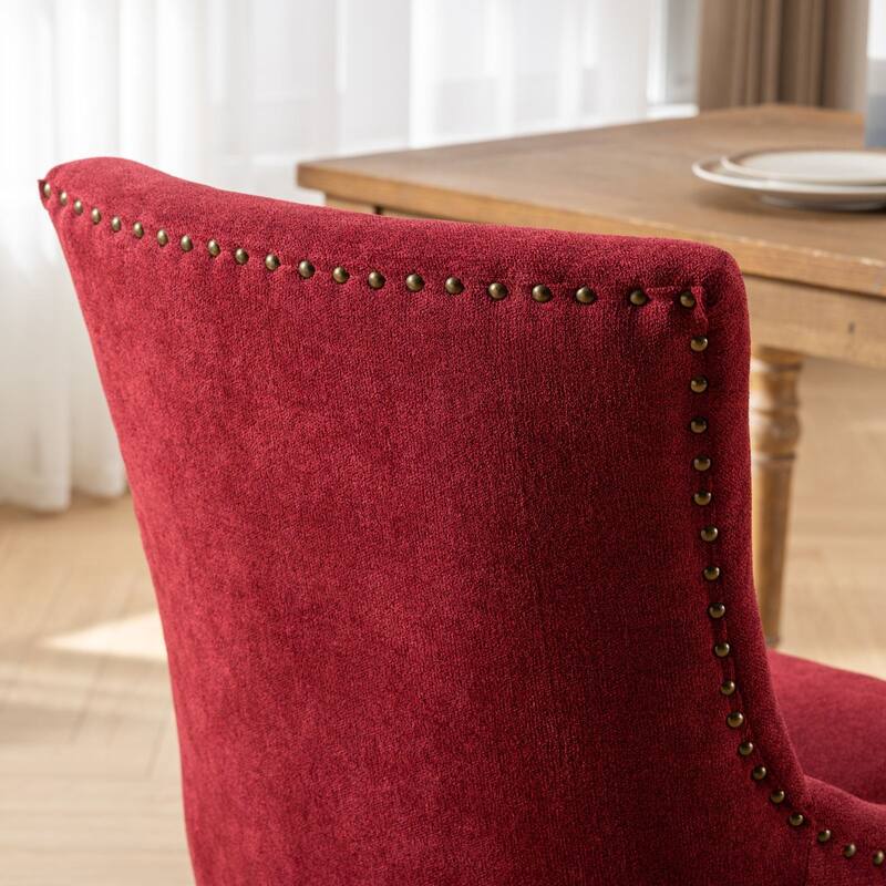 Ultra Side Dining Chairs Set of 2, Tufted Upholstered Fabric Dining Chairs, Accent Chairs with Wood Legs & Nailhead Trims