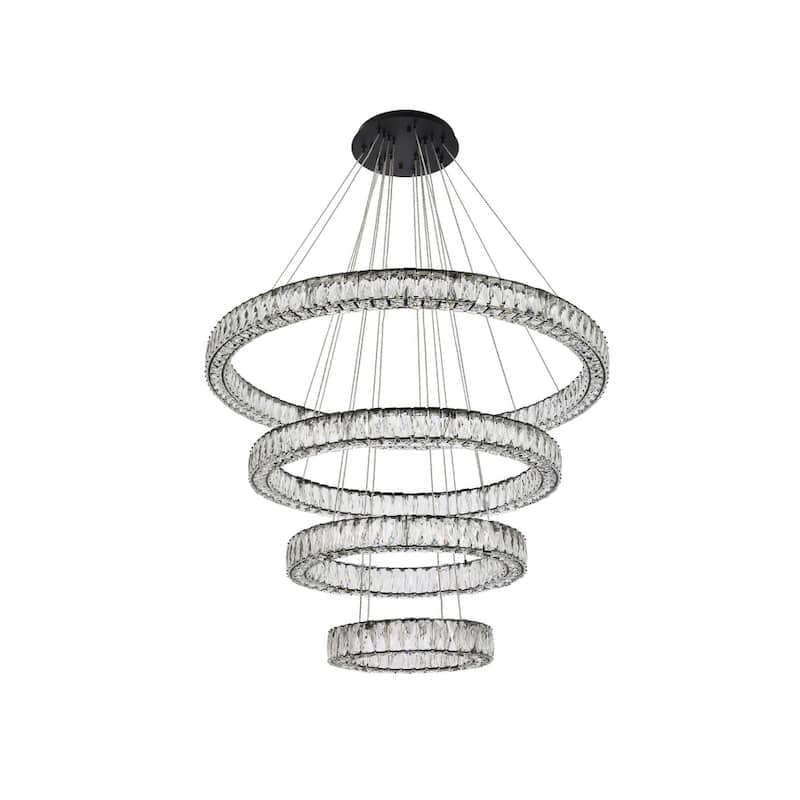 Indigo Home 41 inch LED four ring chandelier in black