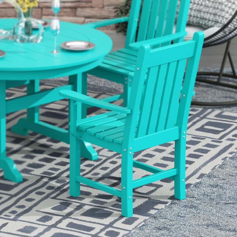 Laguna Hdpe All Weather Outdoor Patio Dining Chair With Arms - Turquoise