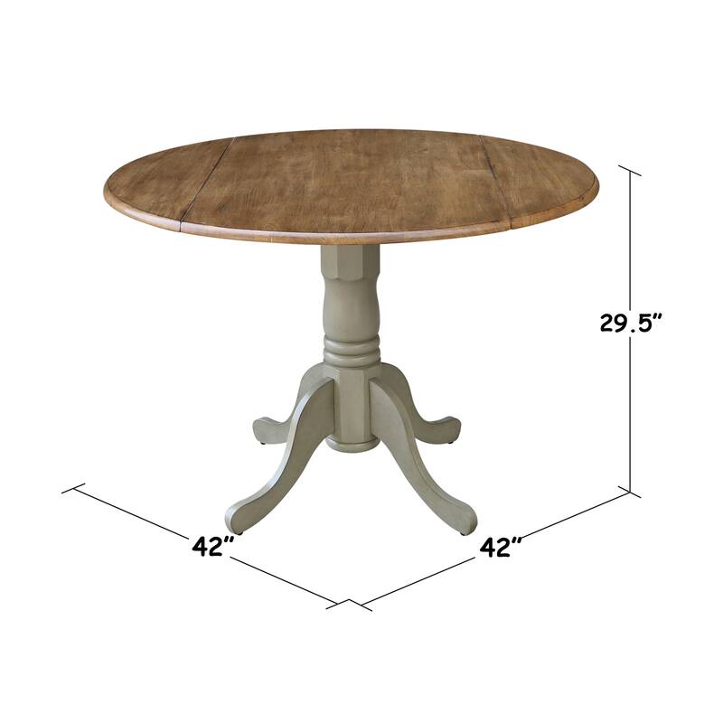 Round Pedestal Base Solid Wood 42-inch Drop-leaf Dining Table