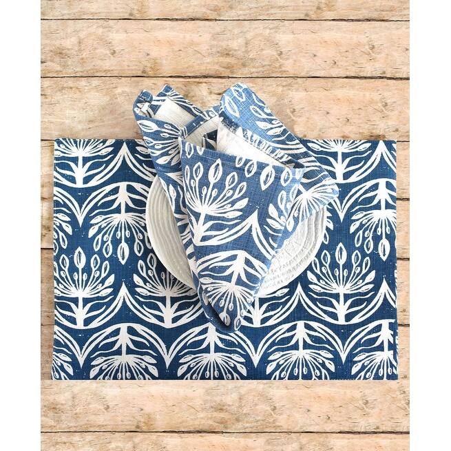 French Home Set of 4 Botanical Placemats - Indigo