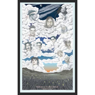 Heaven House Band Lennon, Hendrix, Morrison, Zappa, Cobain Framed Art Poster - 24 x 36 Inch