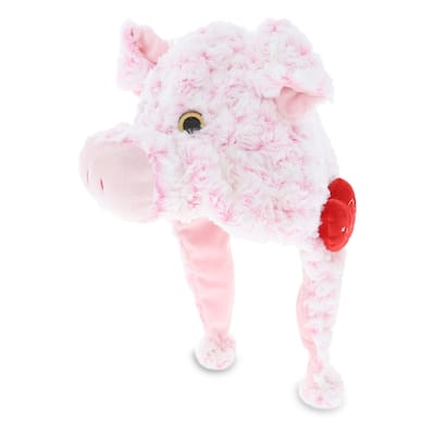 DolliBu I LOVE YOU Super Soft Plush Pig Hat with Red Heart - 17.5 inches long