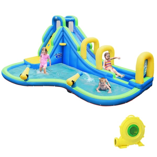 slide 2 of 6, 5 in 1 Inflatable Water Slide Bouncer Park with Blower Kids