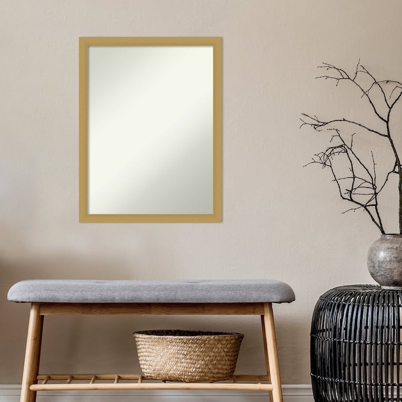 Non-Beveled Bathroom Wall Mirror - Grace Brushed Gold Narrow Frame