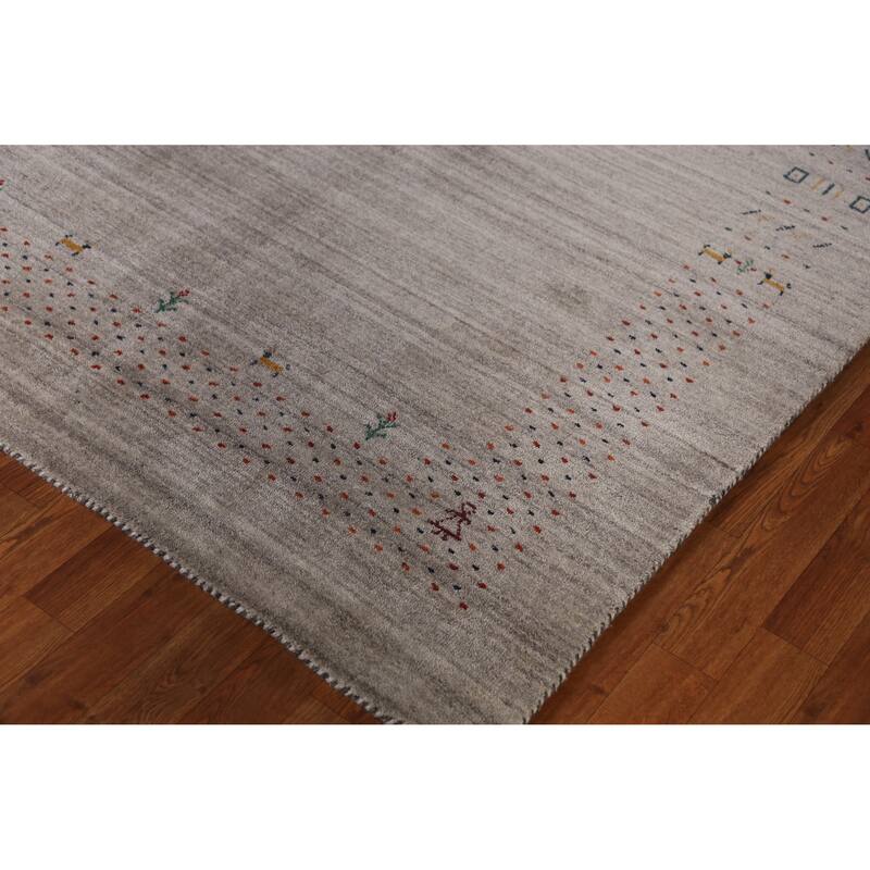 Hand Knotted Oriental 100% Wool Carpet Tribal Animal Pictorial Beige & Ivories Gabbeh Area Rug - 7' 9'' X 5' 0''