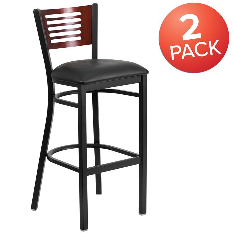 2 Pk. Hercules Series Decorative Slat Back Metal Restaurant Barstool - 19.75"W x 20"D x 43"H - 19.75"W x 20"D x 43"H