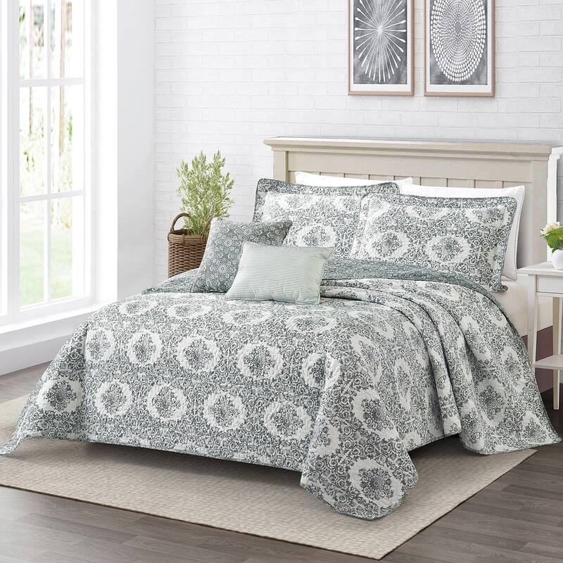 Home Soft Things 5 Piece Printed Microfiber Legacy Quilts Set - Legacy - King