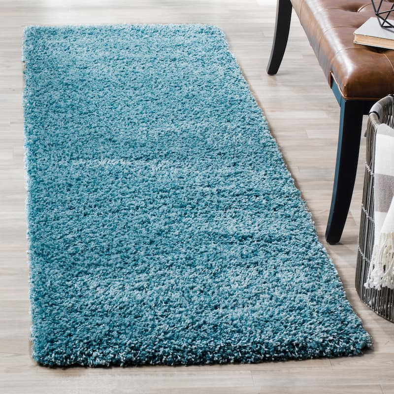 SAFAVIEH California Premium Shag Izat 2-inch Thick Area Rug - 2'3" x 7' Runner - Turquoise