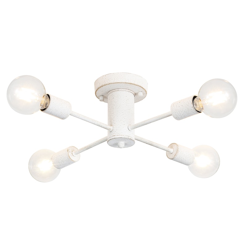 4-Light Modern Semi Flush Mount Chandelier for Bedroom Study Room
