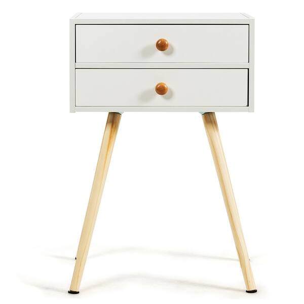 Shop Costway 2pc 2 Drawer Nightstand White Side Table End Table Overstock 31102429