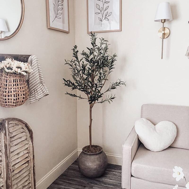 Artificial Olive Tree Indoor, 7FT Tall Fake Plants for Office Decor