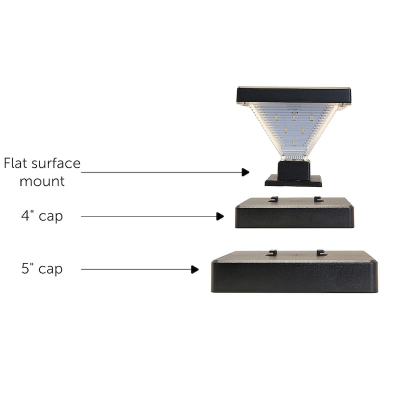 Luxor Outdoor Solar LED Deck Post Cap Light with Hi/Lo Options (2-PK)