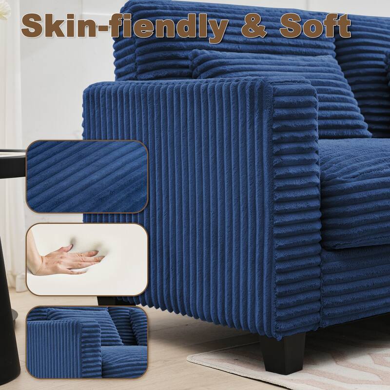 Multi-seat(3/4/5 seats) Corduroy Sectional Sofa, Modular Couch for Living Room & Business