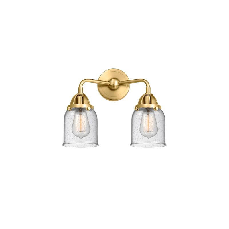 Innovations Lighting Nouveau 2 Bell - 2 Light 13" Bath Vanity Light - Satin Gold/Seedy