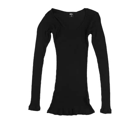 BDG Girls Solid Ribbed Basic T-Shirt black L