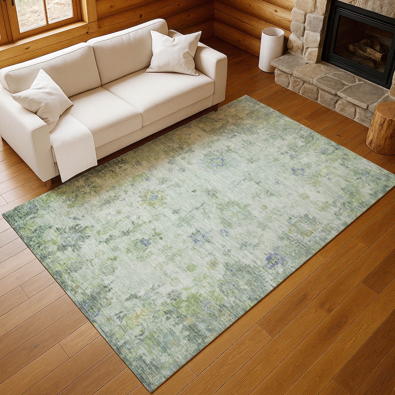Machine Washable Indoor/ Outdoor Vintage Traditional Chantille Rug