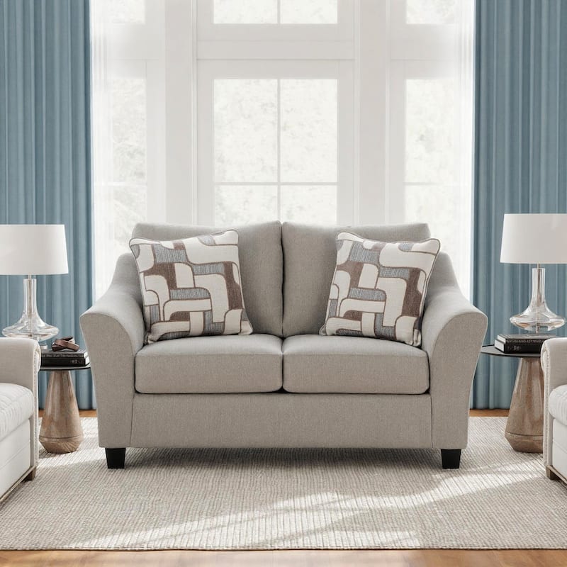 Roundhill Furniture Elaris Contemporary Flared Arm Loveseat with Soft Chenille Upholstery, Taupe - N/A