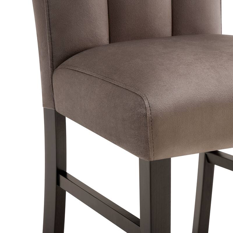 Roundhill Furniture Cavira 5-Piece Modern Faux Marble Dining Set, Double Pedestal Table with 4 Upholstered Chairs