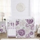 preview thumbnail 1 of 4, Sweet Jojo Designs Lavender Purple Boho Shabby Chic Floral Girl 6p Crib Bedding + BreathableBaby Breathable Mesh Liner Bohemian