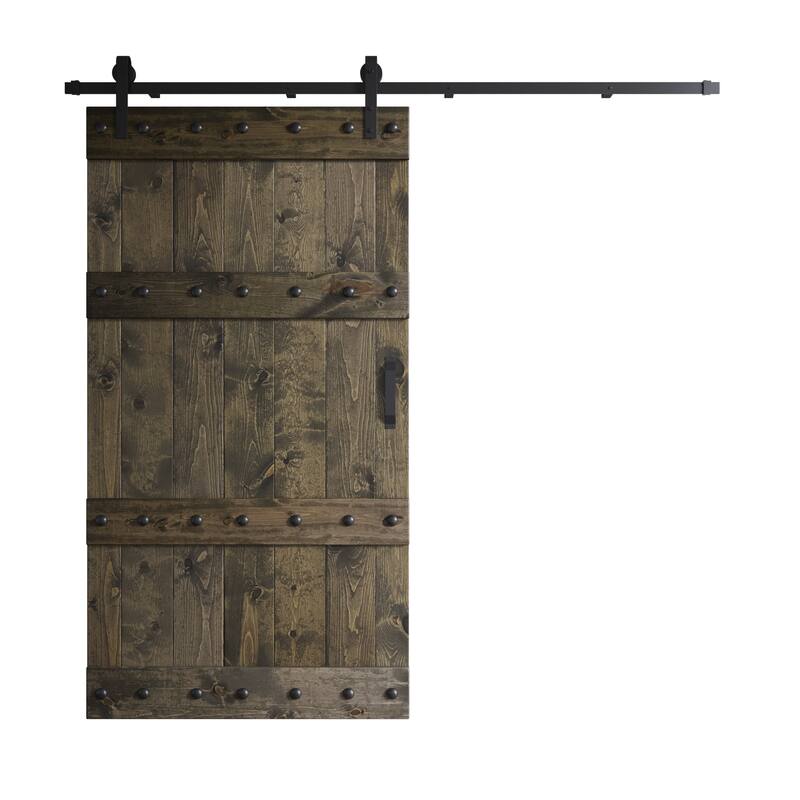 Coast Sequoia 42in x 84in Castle Series Pine Wood Sliding Barn Door With Hardware Kit - Aged Barrel