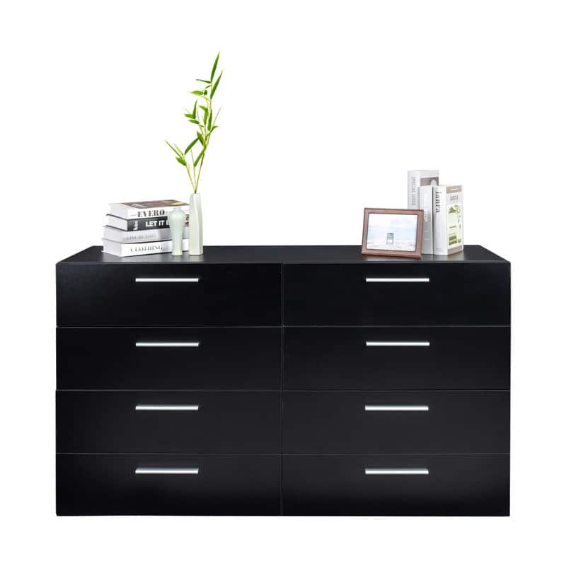 Space-saving 8-Drawer Double Dresser - Black