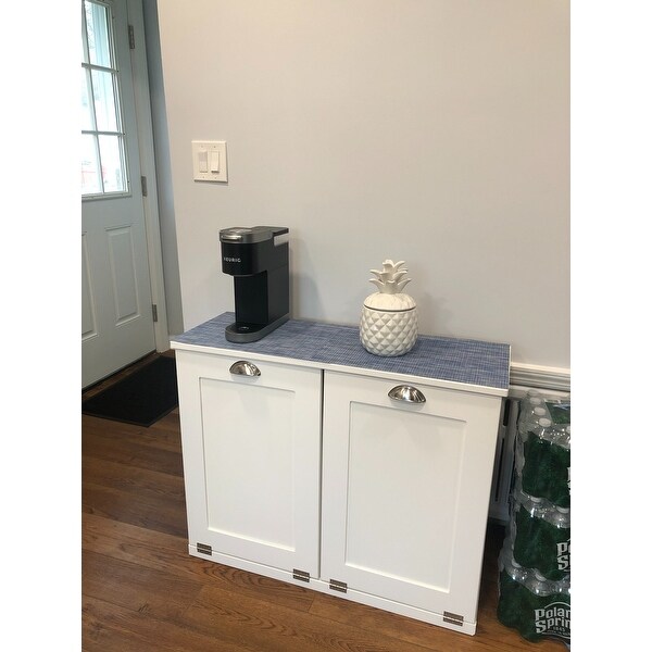White Double Tilt-out Wooden Trash Can Cabinet - Overstock ...