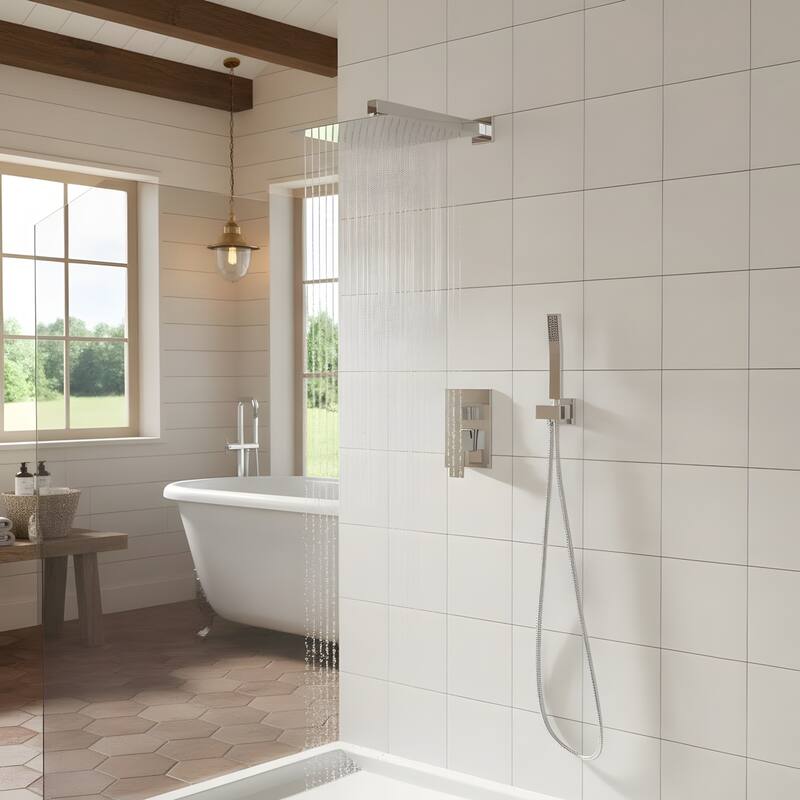 Wall Mounted Dual Shower Head Shower Set - 12" - Chrome