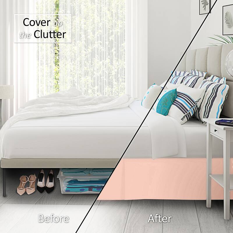 Clara Clark Pleated Bed Skirt-14 inch Tailored Drop - Soft Double Brushed Premium Microfiber Ruffle Bed Skirt - Includes 8 Pins