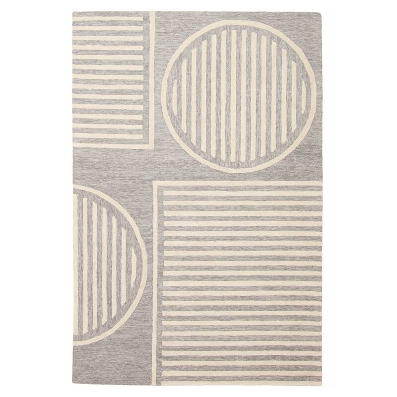 ECARPETGALLERY Hand Tufted Timeless Grey Wool Rug - 5'0 x 7'7 - Grey - 5'0 x 7'7