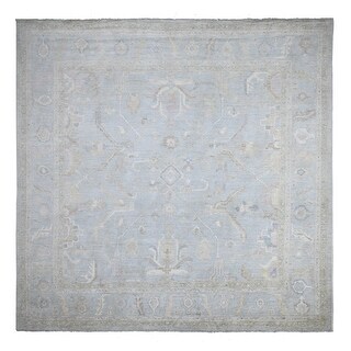 Shahbanu Rugs Aaure Blue Wool Weft Hand Knotted Afghan Oushak Rural ...
