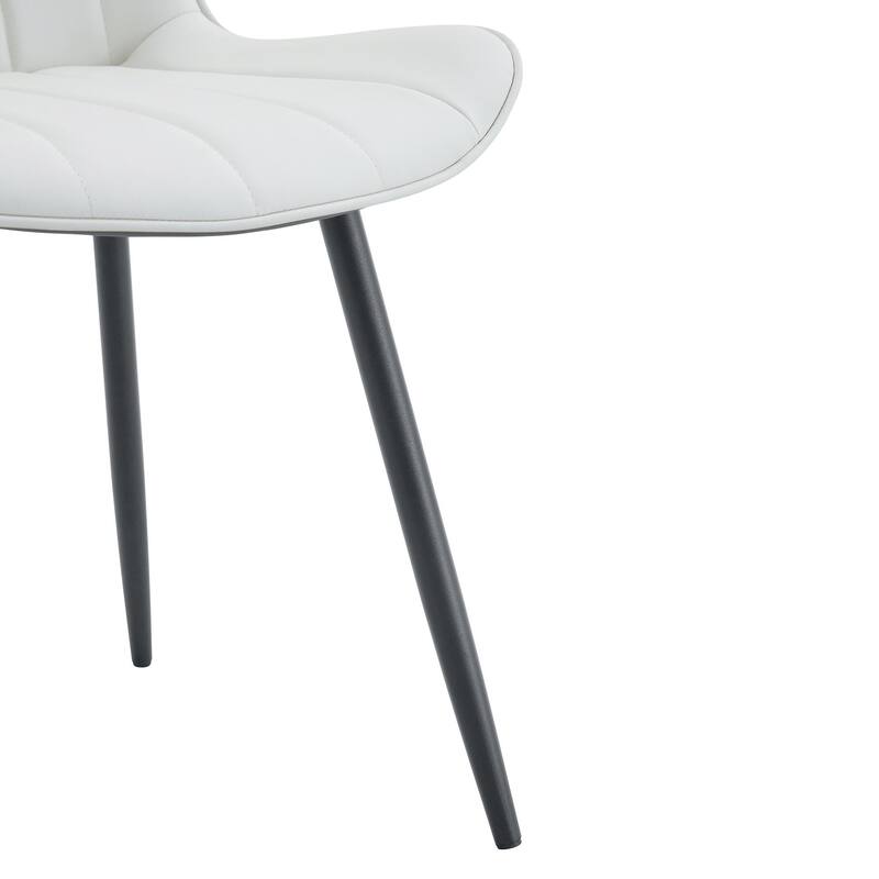 Vertical Striped Backrest Dining Chair with Metal Legs Upholstered Chair for Dining Room Dining Chair, Set of 4