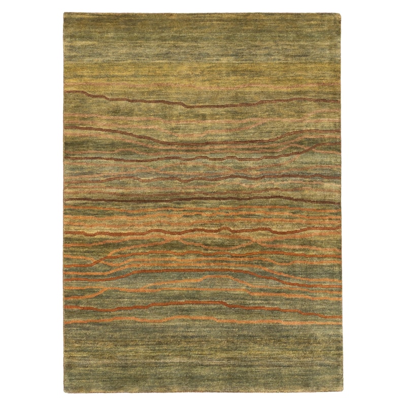 ECARPETGALLERY Hand-knotted Peshawar Ziegler Green Wool Rug - 5'2 x 6'11
