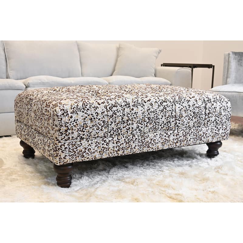 Roundhill Furniture Charbilia Fabric Tufted Cocktail Ottoman