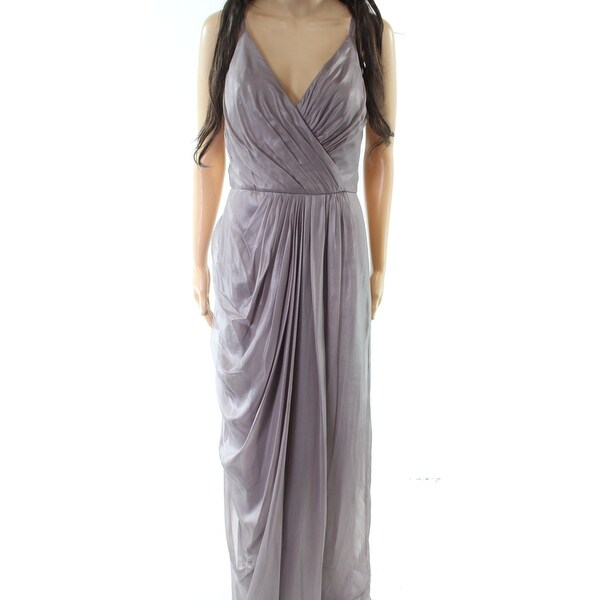 Vera Wang Womens Halter Ruched Surplice Chiffon Gown