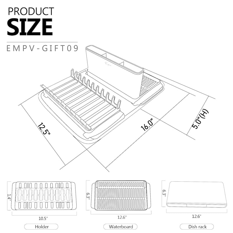 Outdoor Camping Gear Countertop Dish Rack Set with Sponge Drying Mat