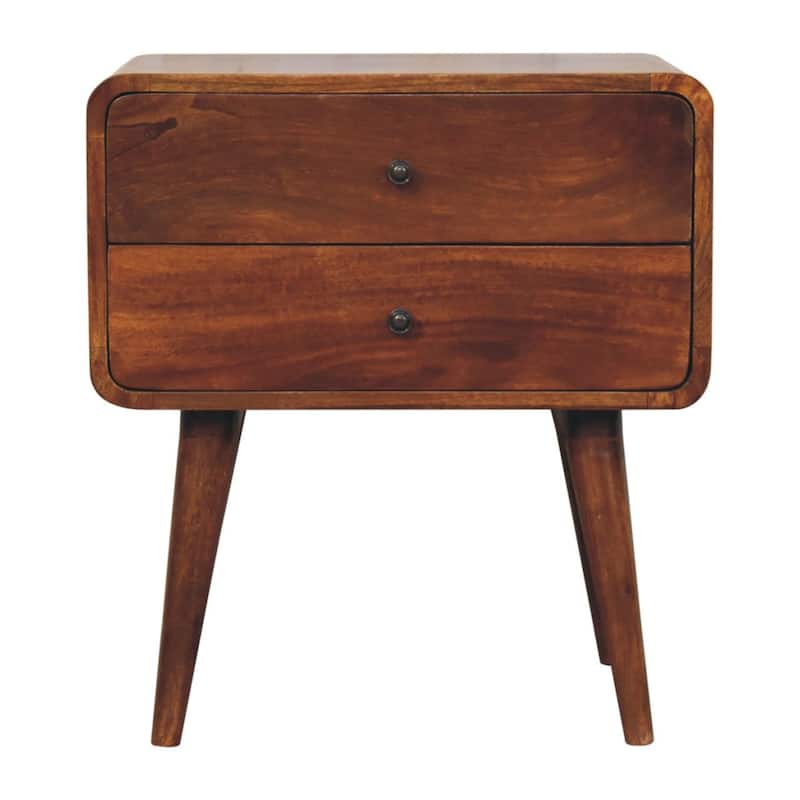 HomeRoots 24" Chestnut Solid Wood Two Drawer Nightstand